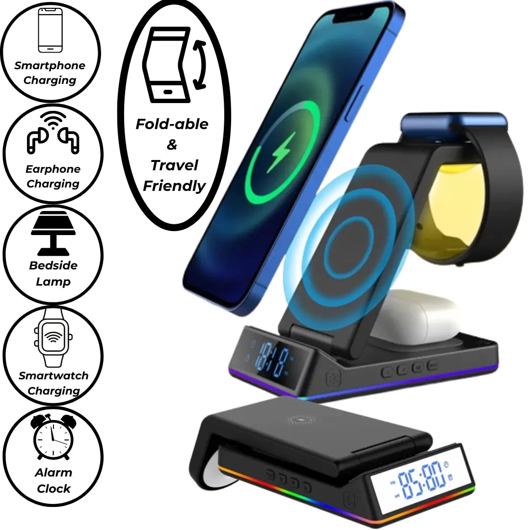 5 in 1 Wireless Fast Charging Dock Station For Apple Watch For iPhone Apple Airpods & Samsung - mobgr