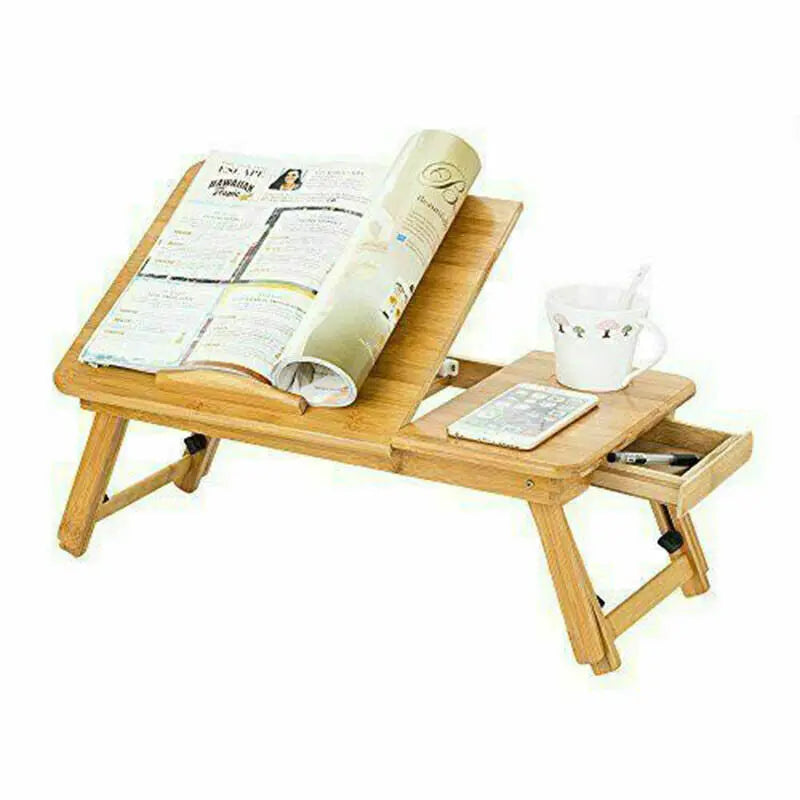 Bamboo Laptop Desk - Adjustable, Portable, and Comfortable for Use in Bed, Sofa, or Lap