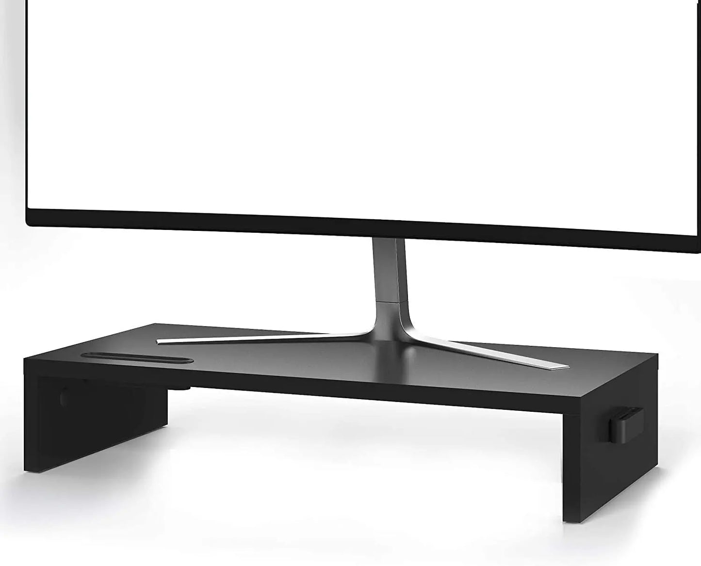 Black Monitor Stand Riser - Perfect Desk Organizer for Your Computer, TV, or Laptop