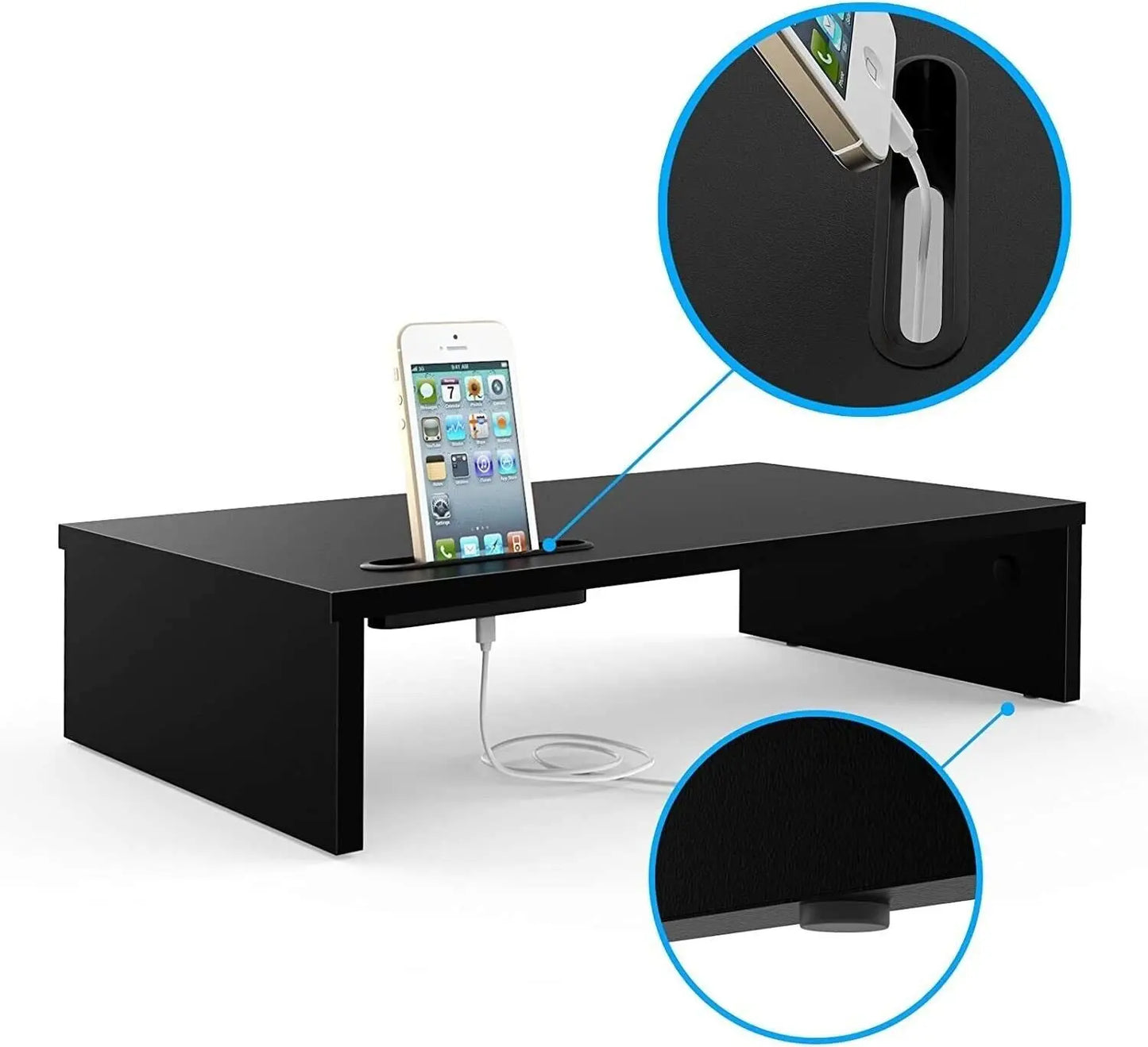 Black Monitor Stand Riser - Perfect Desk Organizer for Your Computer, TV, or Laptop