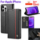 Carbon Fibre Flip Leather Wallet Case Cover For iPhone13 12 Pro Max Mini - mobgr