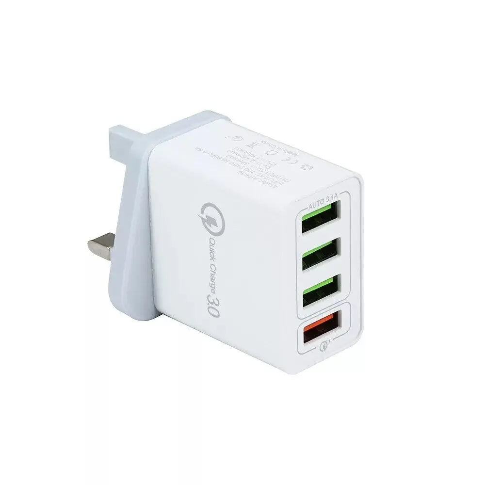 High-Speed 4-Port USB Wall Charging Adapter 