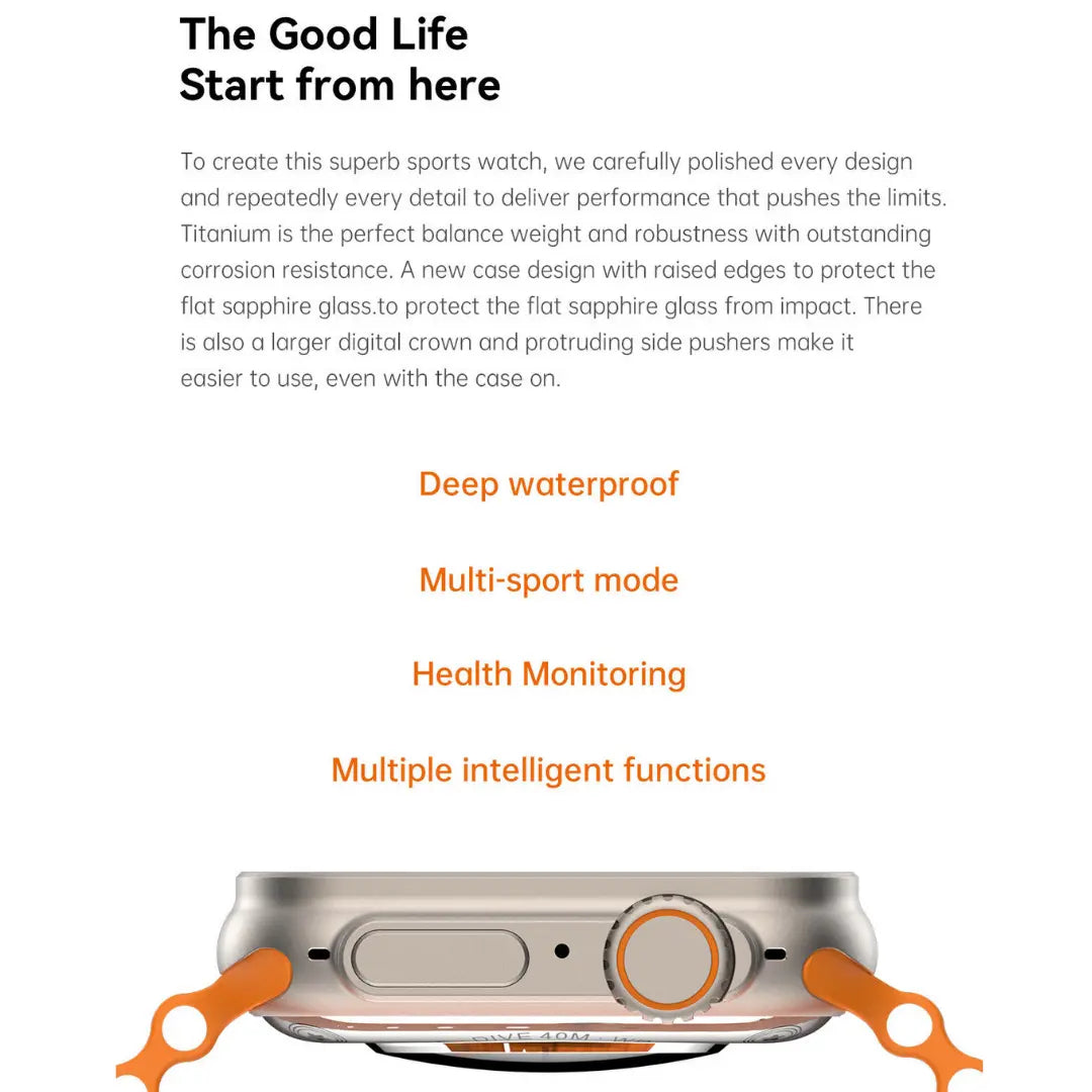 Smart Watch Ultra Series 8 Fitness Tracker Heart Rate Blood Pressure Monitor Women Men Sport ( Christmas Gift) - mobgr