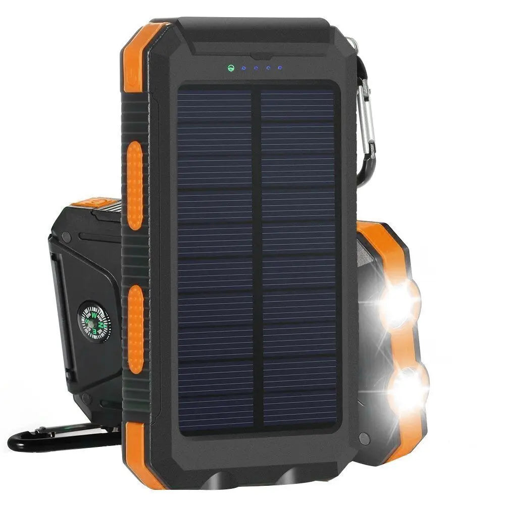 Waterproof 50000mAh Solar Power Bank with Dual USB Ports and Flash Light