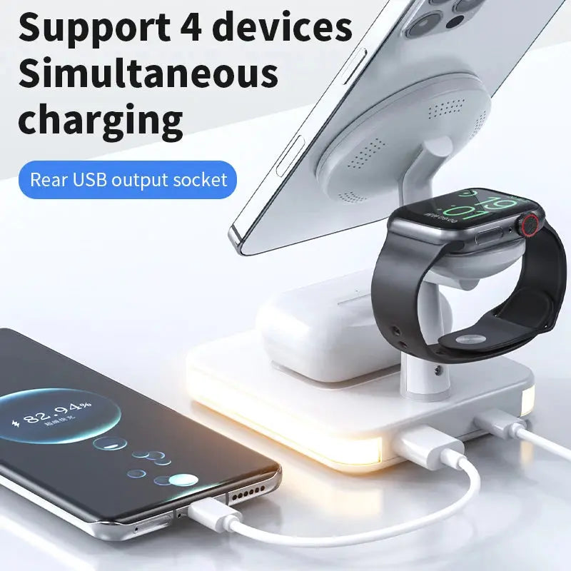 25W 3 in 1 Magnetic Wireless Charger Stand for Iphone 12 13 14 15 Pro Max Airpods Apple Watch 8 7 6 5 Fast Charging Dock Station mobgr