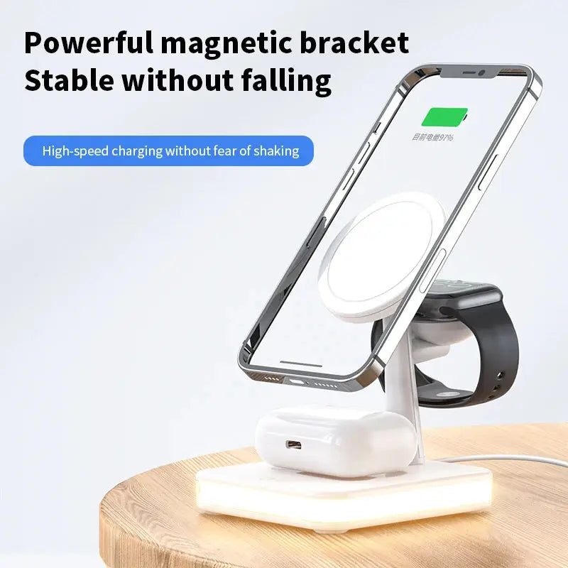 25W 3 in 1 Magnetic Wireless Charger Stand for Iphone 12 13 14 15 Pro Max Airpods Apple Watch 8 7 6 5 Fast Charging Dock Station mobgr