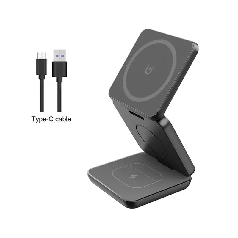 3 in 1 Wireless Charger Stand Magnetic Foldable Wireless Charging Station for Iphone 15 14 13 12 Pro Max Apple Watch 8 9 Charger mobgr