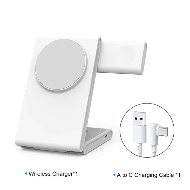 3 in 1 Foldable Wireless Charger Fast Charging Station for Iphone 15 14 Holder Magnetic Charger Stand Dock for Apple Watch S8/7 mobgr