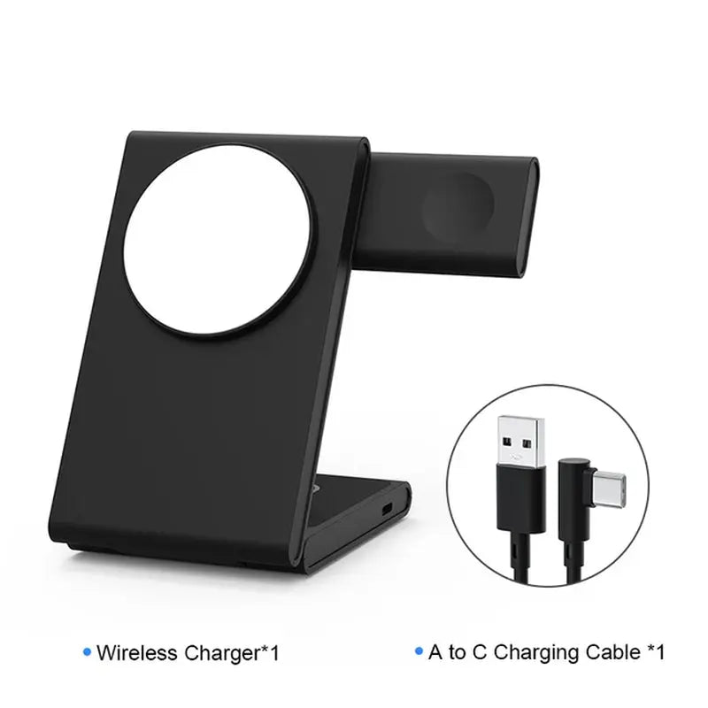 3 in 1 Foldable Wireless Charger Fast Charging Station for Iphone 15 14 Holder Magnetic Charger Stand Dock for Apple Watch S8/7 mobgr