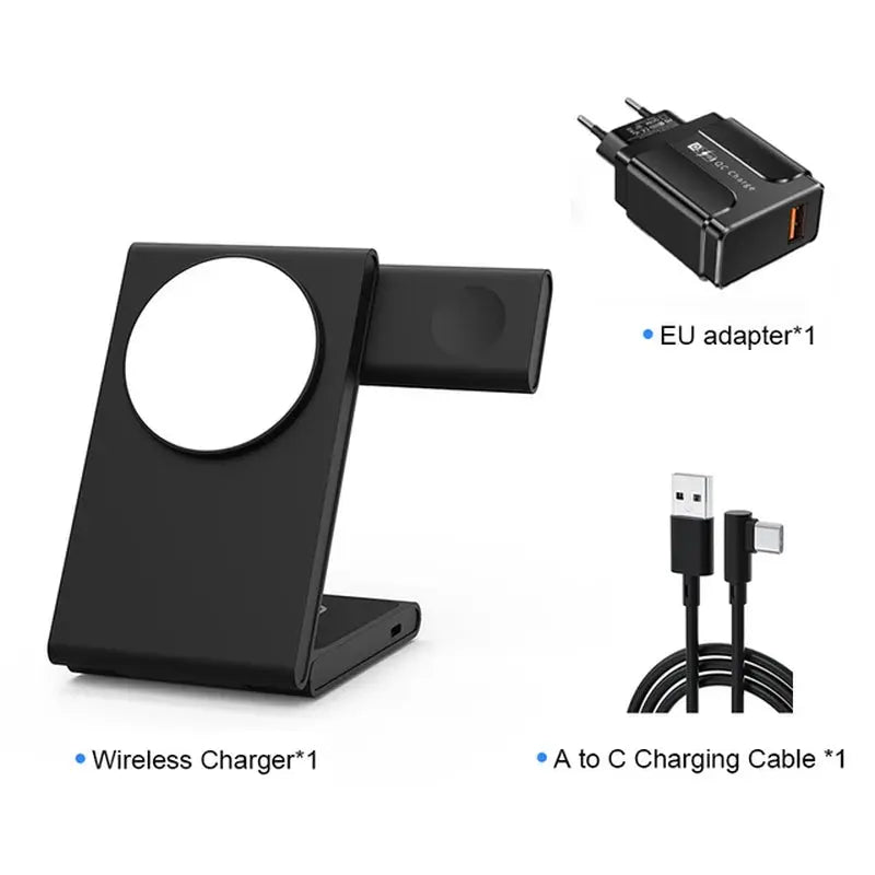 3 in 1 Foldable Wireless Charger Fast Charging Station for Iphone 15 14 Holder Magnetic Charger Stand Dock for Apple Watch S8/7 mobgr