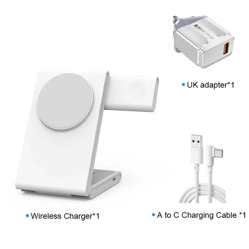 3 in 1 Foldable Wireless Charger Fast Charging Station for Iphone 15 14 Holder Magnetic Charger Stand Dock for Apple Watch S8/7 mobgr