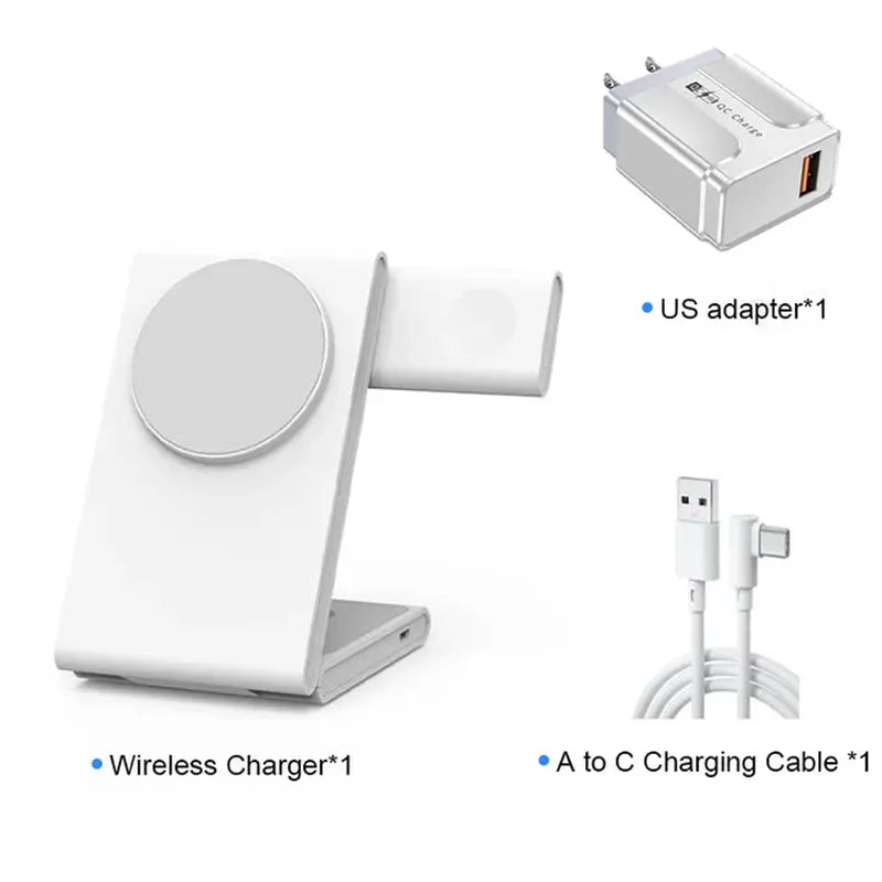 3 in 1 Foldable Wireless Charger Fast Charging Station for Iphone 15 14 Holder Magnetic Charger Stand Dock for Apple Watch S8/7 mobgr