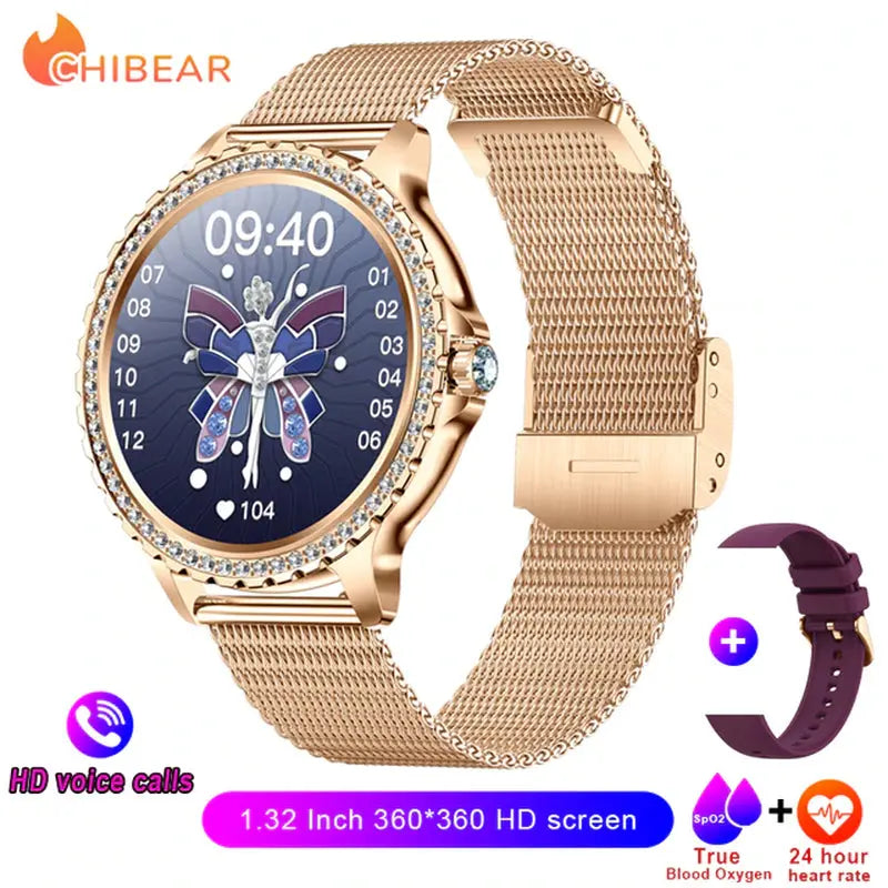 Elegance Series AMOLED Screen Smartwatch: Heart Rate, Blood Oxygen Monitoring - Fashion Ladies Bracelet - Bluetooth Call Smartwatch for Android & iOS mobgr