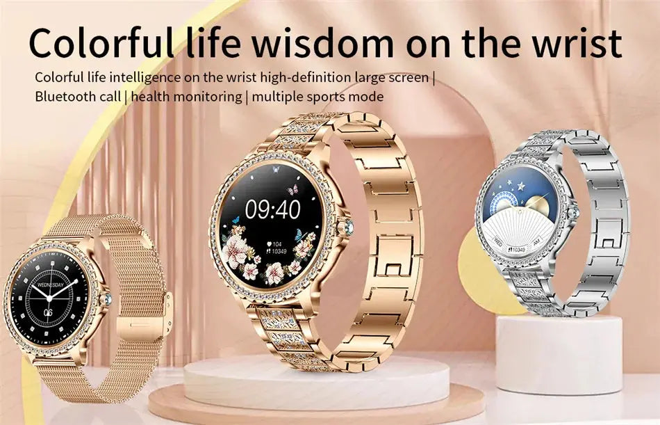 Elegance Series AMOLED Screen Smartwatch: Heart Rate, Blood Oxygen Monitoring - Fashion Ladies Bracelet - Bluetooth Call Smartwatch for Android & iOS mobgr