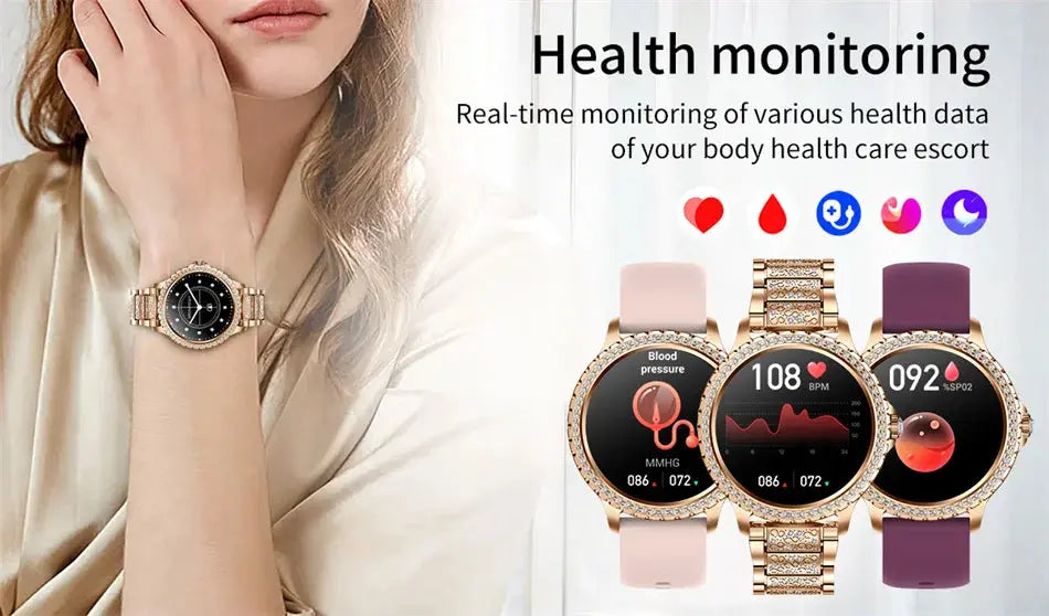 Elegance Series AMOLED Screen Smartwatch Heart Rate Blood Oxygen Monitoring Fashion Ladies Bracelet Bluetooth Call Smartwatch for Android iOS