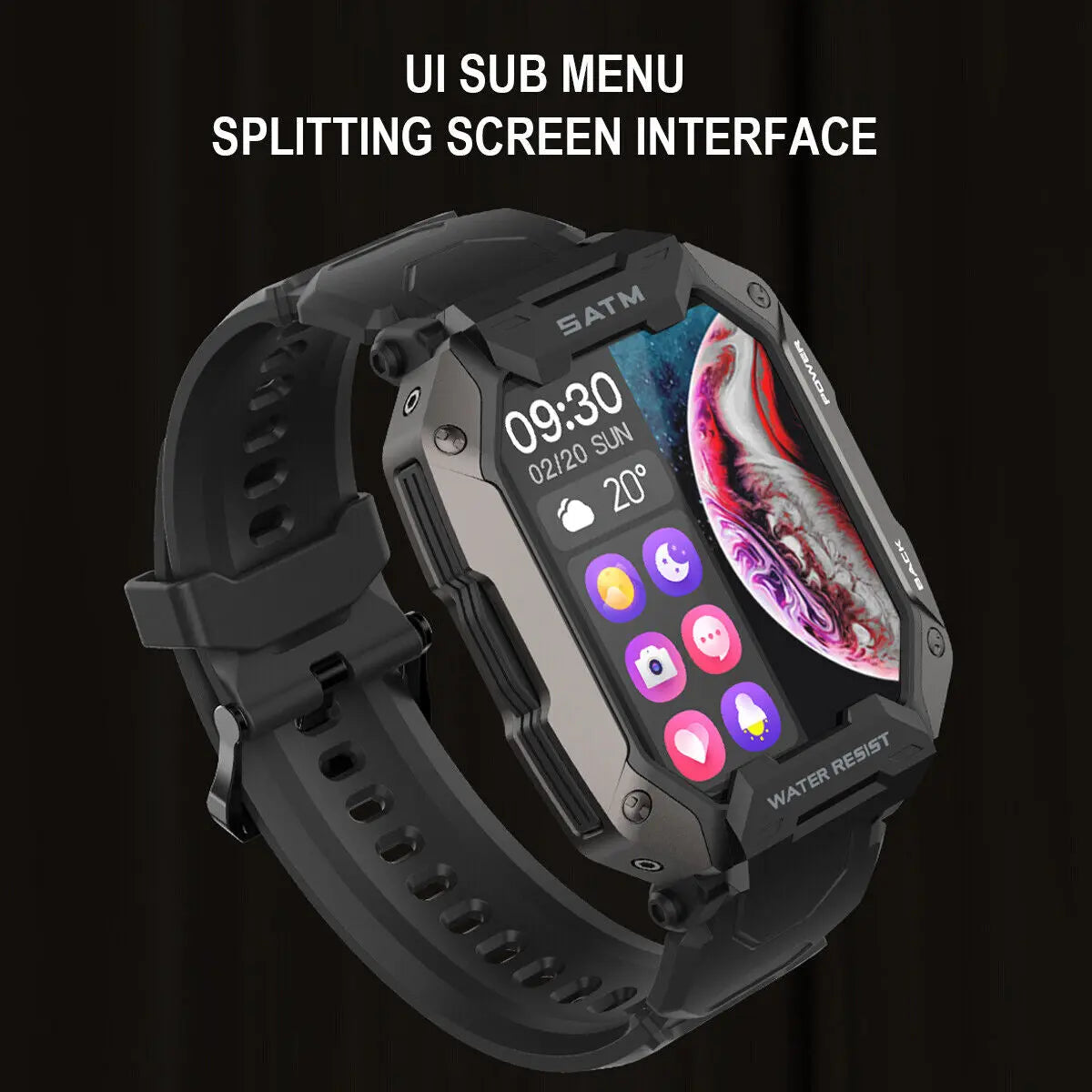 Military Smart Watch | Fitness Tracker, Heart Rate Monitor, Waterproof Sports Watch