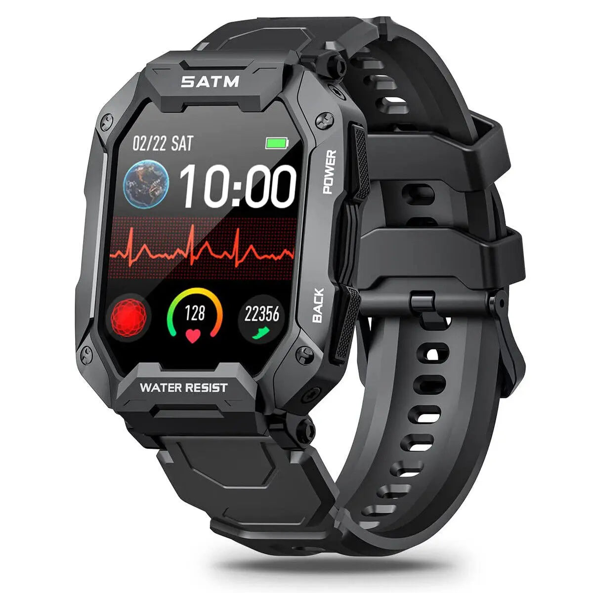 Military Smart Watch | Fitness Tracker, Heart Rate Monitor, Waterproof Sports Watch