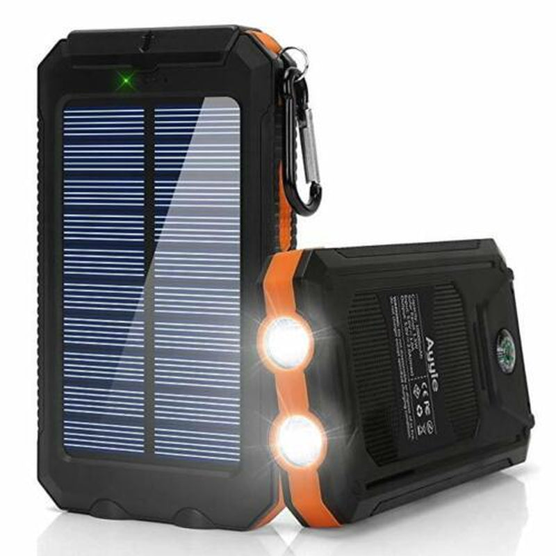 Waterproof 50000mAh Solar Power Bank with Dual USB Ports and Flash Light