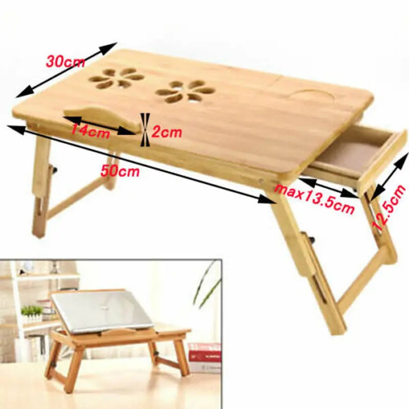 Bamboo Laptop Desk - Adjustable, Portable, and Comfortable for Use in Bed, Sofa, or Lap