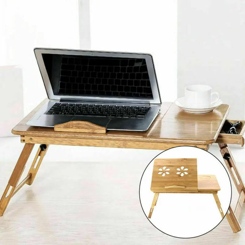 Bamboo adjustable top laptop desk