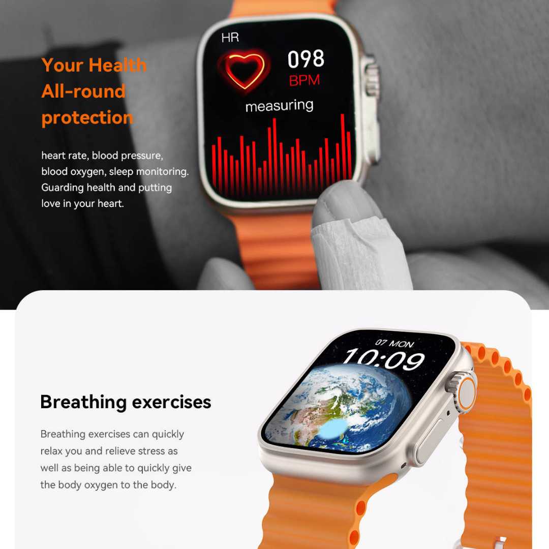 Smart Watches for Women Men, OWLCE 2.08 Big Screen Smartwatch S8 Ultra Max Smartwatch  NFC Series 8 with Heart Rate Monitor Blood pressure monitor Blood oxygen  monitor Sleep Monitor (Orange) 